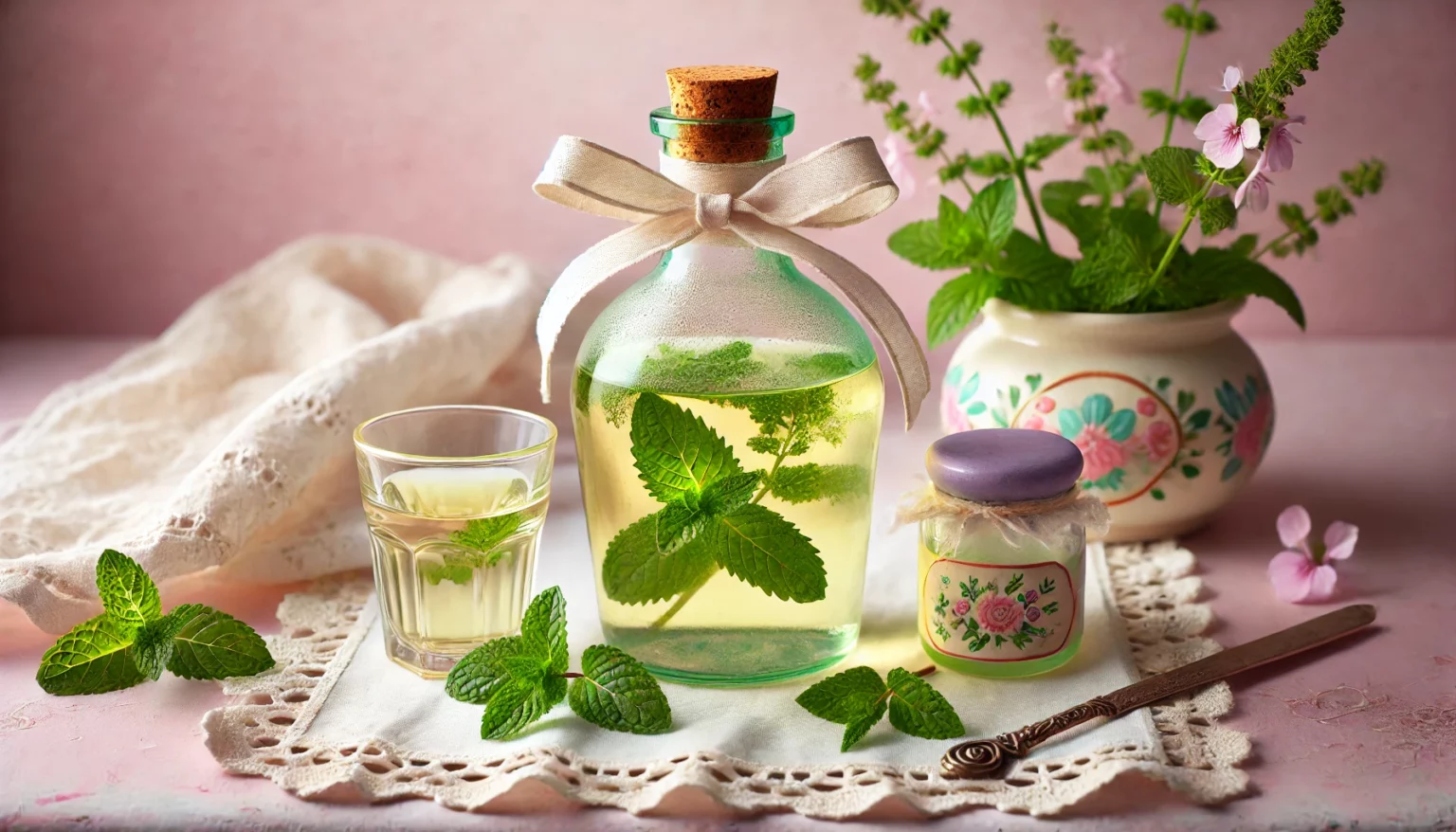 La foto raffigurante il liquore alla menta e limone