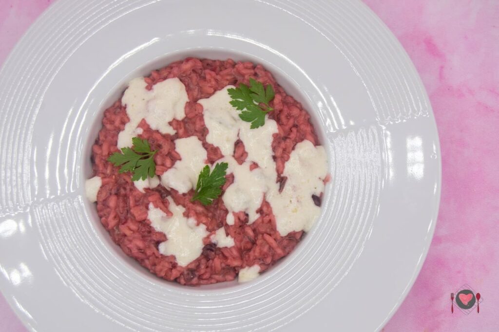 La foto raffigurante il risotto alla barbabietola